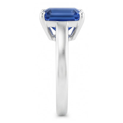 Natural Real ( Not Lab Grown )  Ladies Solitaire Ring Emerald Blue Sapphire 2 Carats 14K White Gold