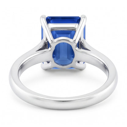 Natural Real ( Not Lab Grown )  Ladies Solitaire Ring Emerald Blue Sapphire 2 Carats 14K White Gold