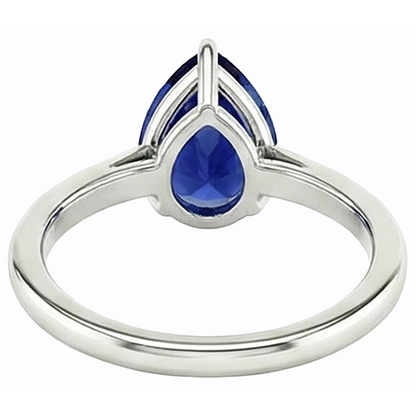 Natural Real ( Not Lab Grown )  Ladies Solitaire Wedding Ring Pear Cut Blue Sapphire 2.50 Carats