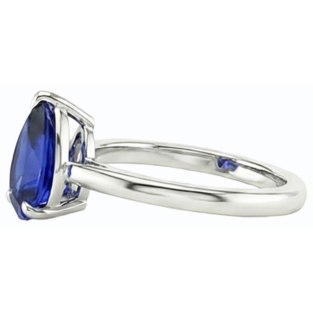 Natural Real ( Not Lab Grown )  Ladies Solitaire Wedding Ring Pear Cut Blue Sapphire 2.50 Carats