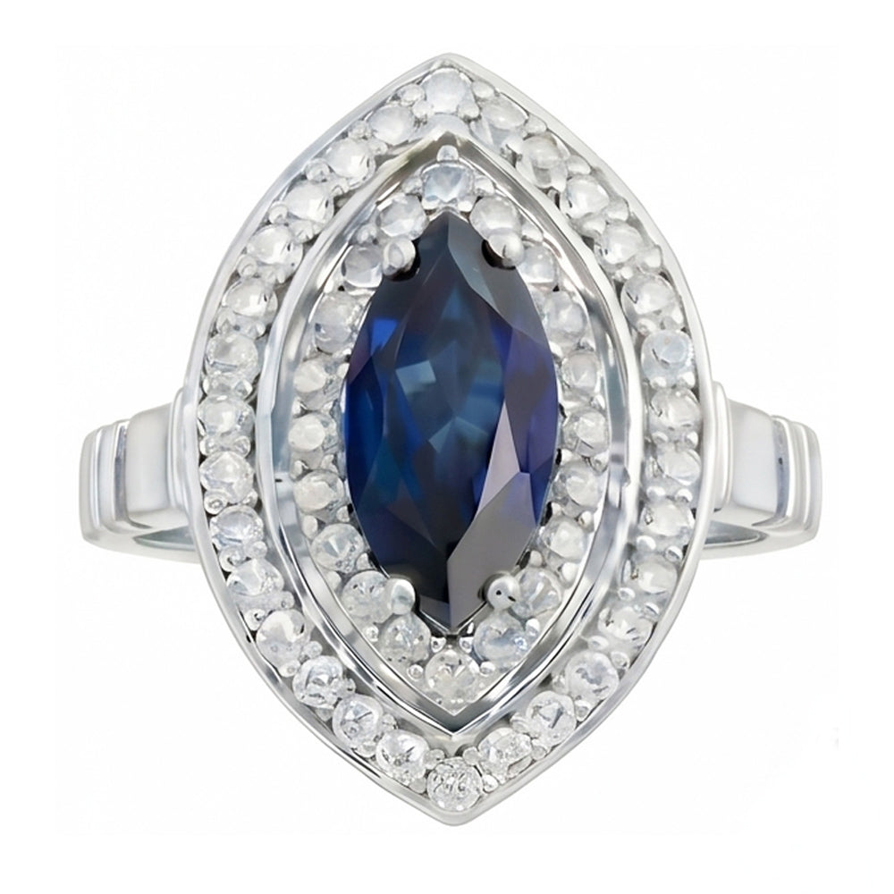 Natural Real ( Not Lab Grown )  Marquise Cut Sapphire 3ct Engagement Ring