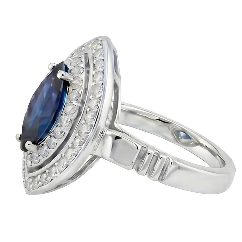 Natural Real ( Not Lab Grown )  Marquise Cut Sapphire 3ct Engagement Ring