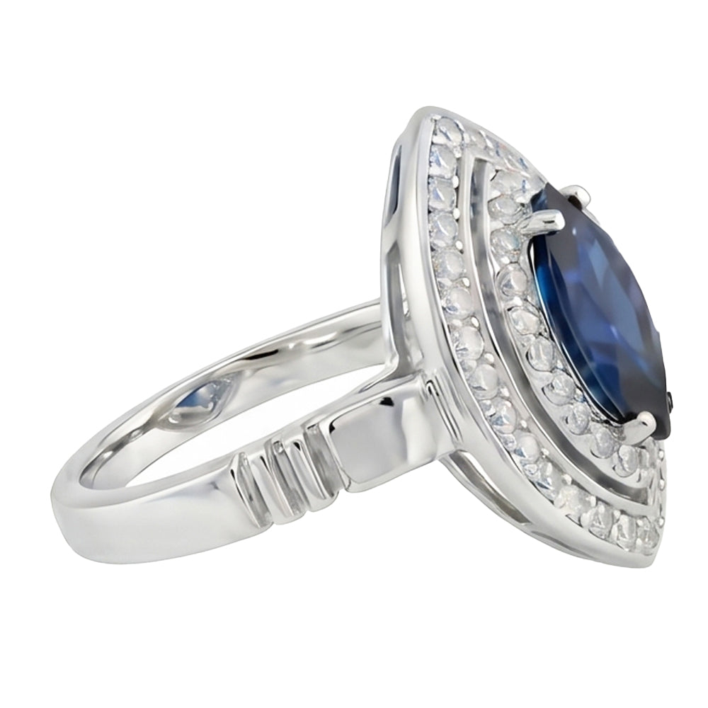 Natural Real ( Not Lab Grown )  Marquise Cut Sapphire 3ct Engagement Ring