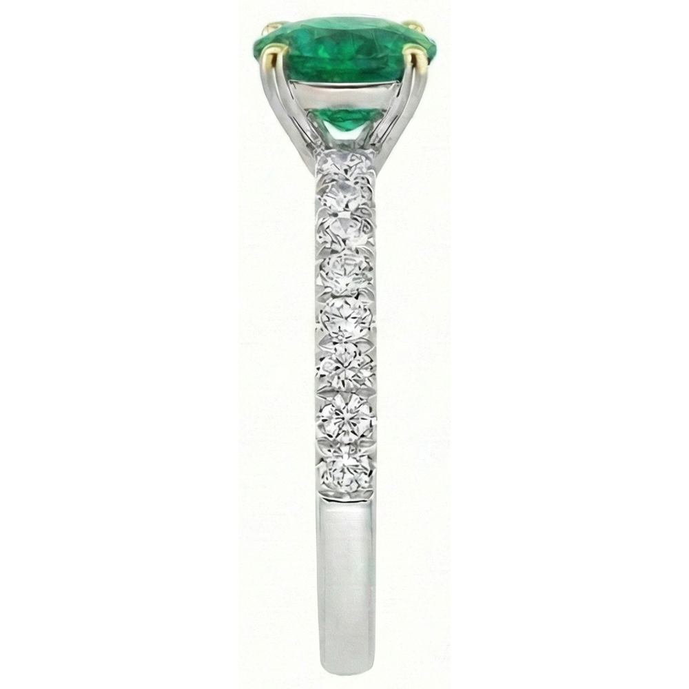 Natural Real ( Not Lab Grown ) May Birthstone Green Emerald GIA Ring With Diamonds Round Cut