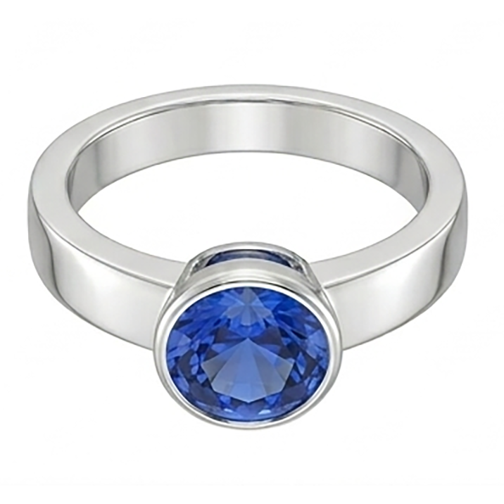 Natural Real ( Not Lab Grown )  Mens Solitaire Ring Bezel Set Round Blue Sapphire 2 Carat Thick Shank