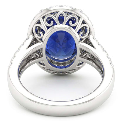 Natural Real ( Not Lab Grown )  Oval Cabochon Sapphire Ladies Halo Ring