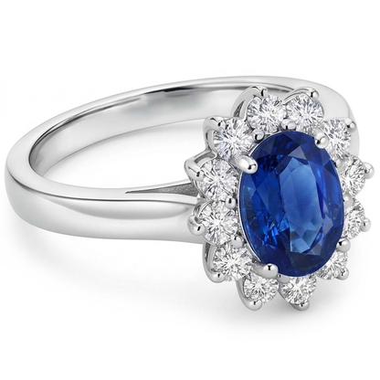 Natural Real ( Not Lab Grown )  Oval Cut Burmese Sapphire Ring