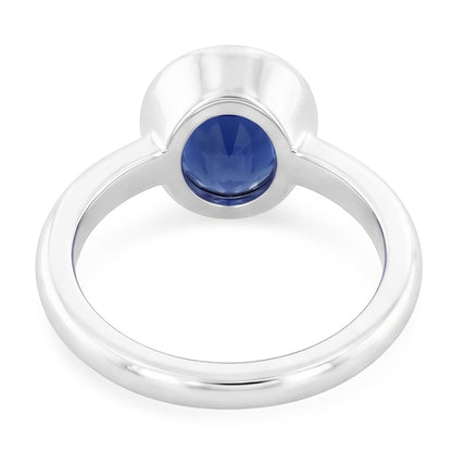 Natural Real ( Not Lab Grown )  Oval Cut Sapphire Solitaire Ring Bezel Set 2 Carats Ladies Jewelry