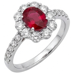 Natural Real ( Not Lab Grown )  Oval Ruby 3.50 Carats Wedding Ring Prong Set White Gold 14K