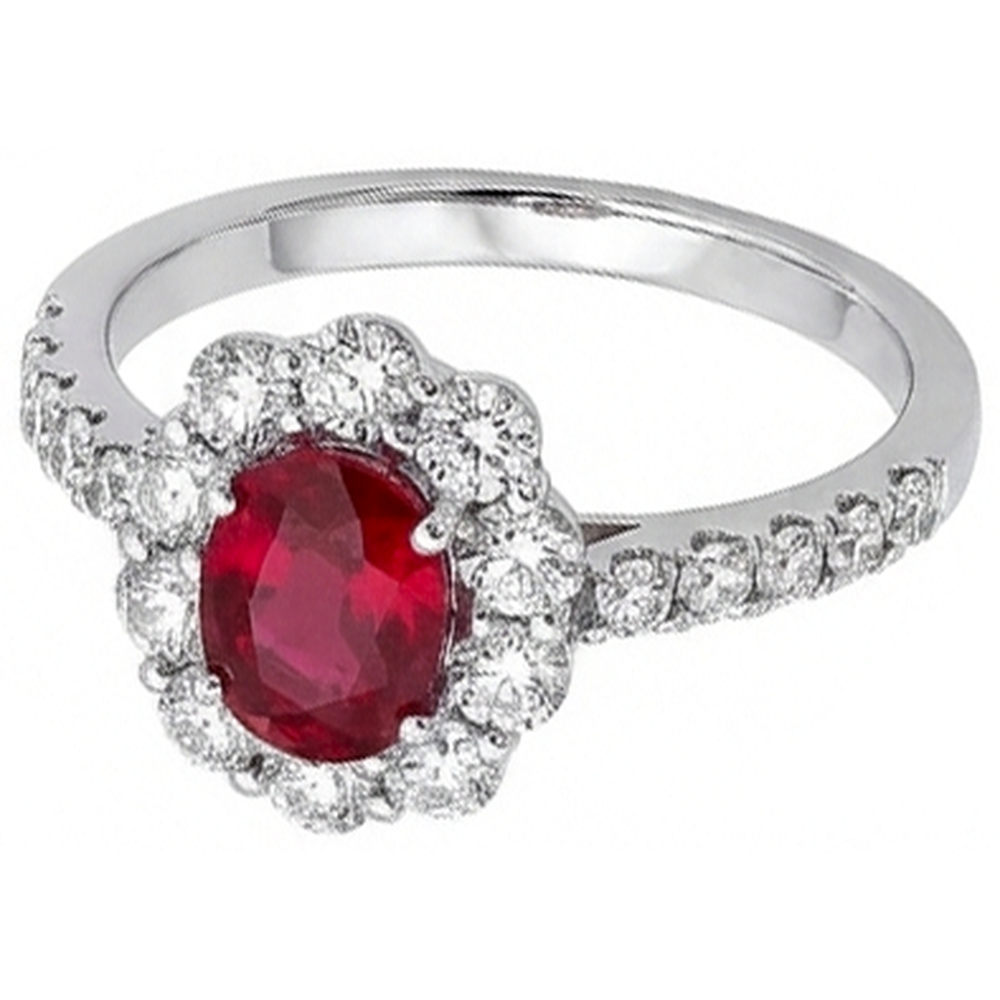 Natural Real ( Not Lab Grown )  Oval Ruby 3.50 Carats Wedding Ring Prong Set White Gold 14K