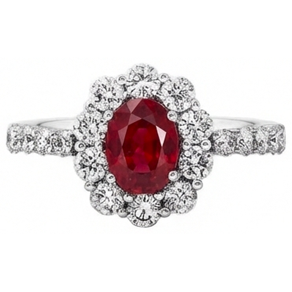 Natural Real ( Not Lab Grown )  Oval Ruby 3.50 Carats Wedding Ring Prong Set White Gold 14K
