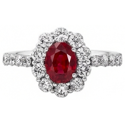 Natural Real ( Not Lab Grown )  Oval Ruby 3.50 Carats Wedding Ring Prong Set White Gold 14K