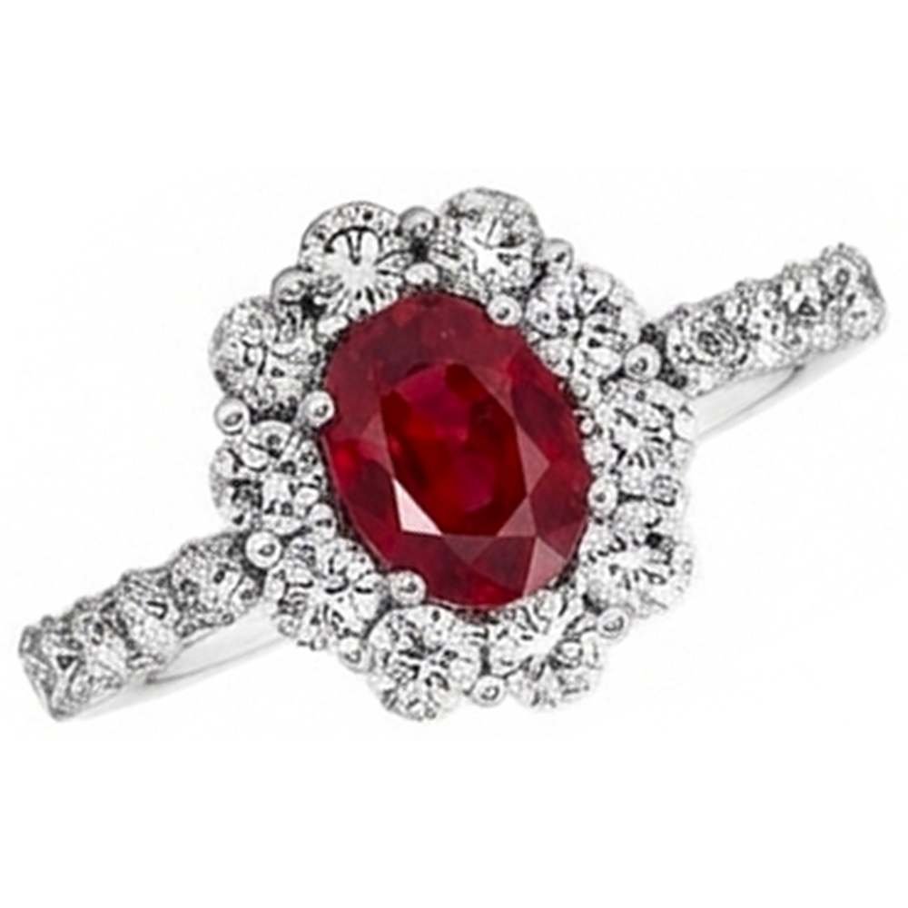 Natural Real ( Not Lab Grown )  Oval Ruby 3.50 Carats Wedding Ring Prong Set White Gold 14K