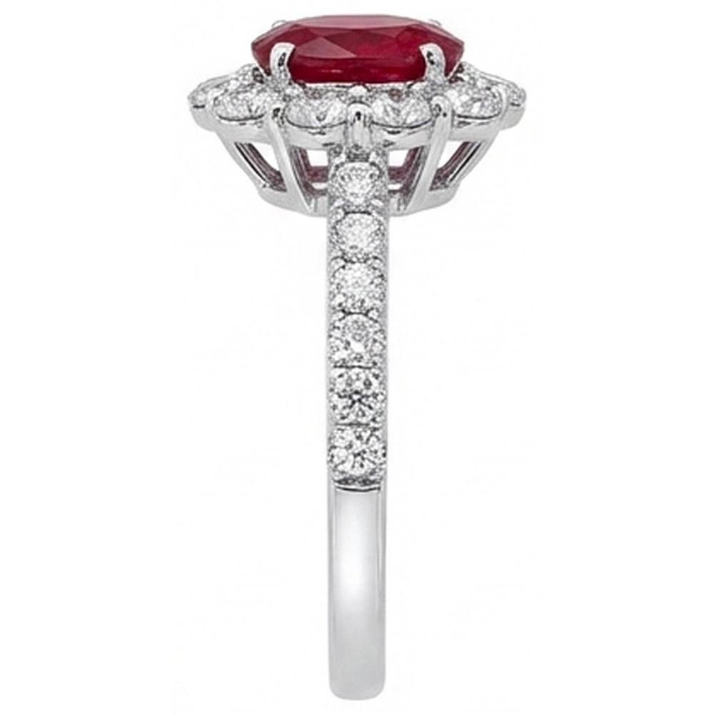 Natural Real ( Not Lab Grown )  Oval Ruby 3.50 Carats Wedding Ring Prong Set White Gold 14K