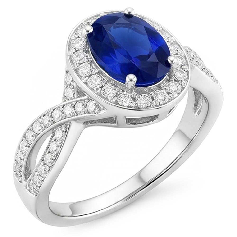 Natural Real ( Not Lab Grown )  Oval Safir Sri Lanka Halo Ring