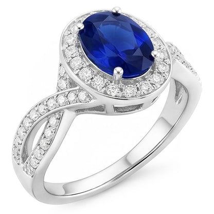 Natural Real ( Not Lab Grown )  Oval Safir Sri Lanka Halo Ring