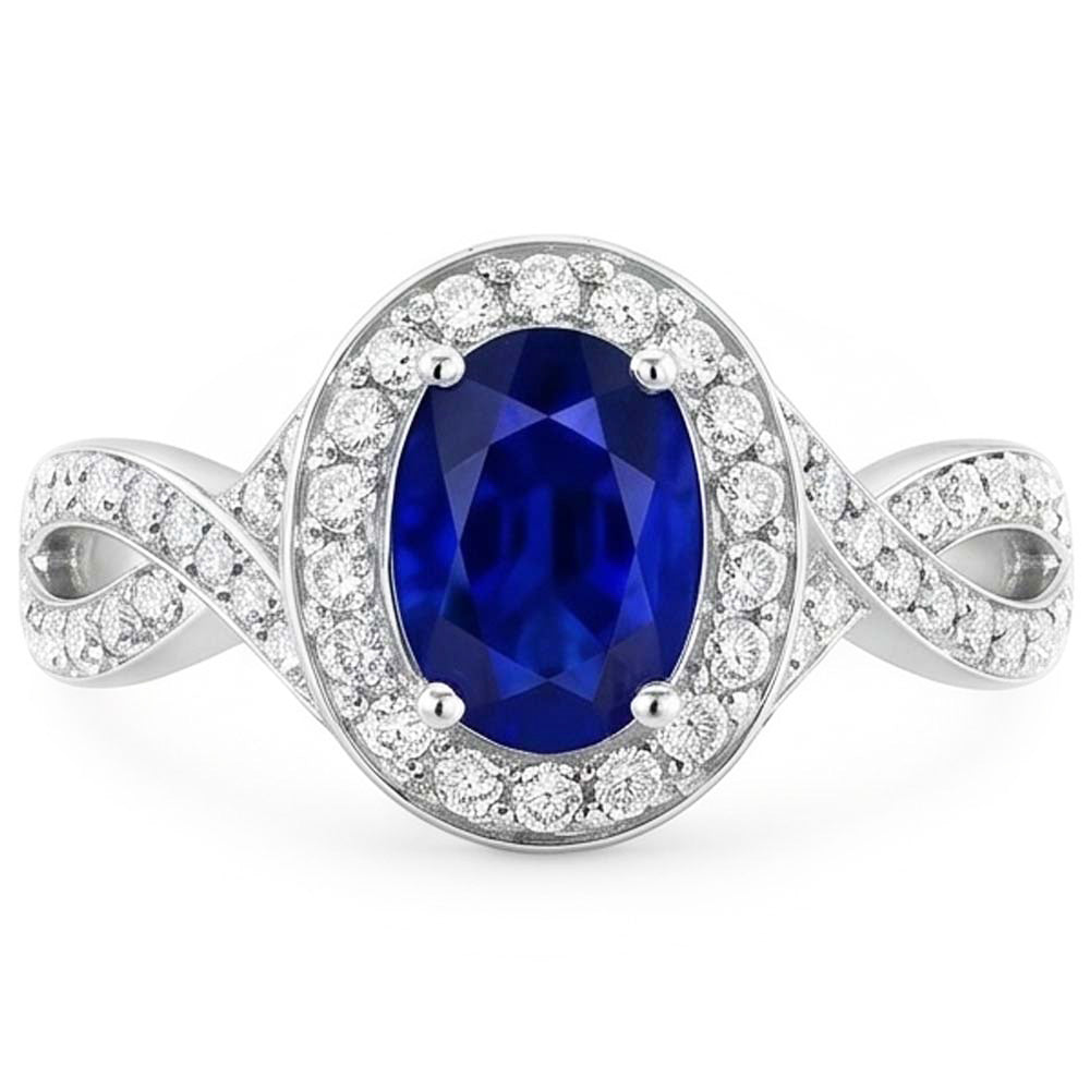 Natural Real ( Not Lab Grown )  Oval Safir Sri Lanka Halo Ring