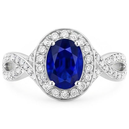 Natural Real ( Not Lab Grown )  Oval Safir Sri Lanka Halo Ring