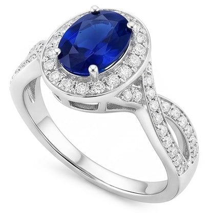 Natural Real ( Not Lab Grown )  Oval Safir Sri Lanka Halo Ring