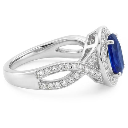 Natural Real ( Not Lab Grown )  Oval Safir Sri Lanka Halo Ring