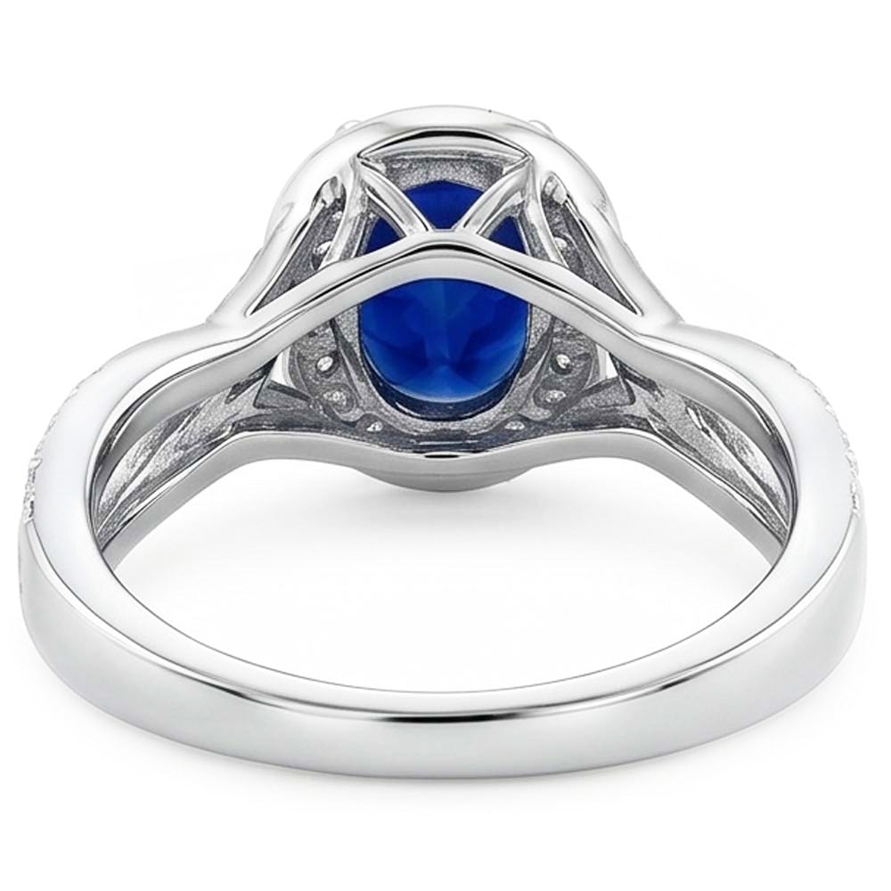 Natural Real ( Not Lab Grown )  Oval Safir Sri Lanka Halo Ring
