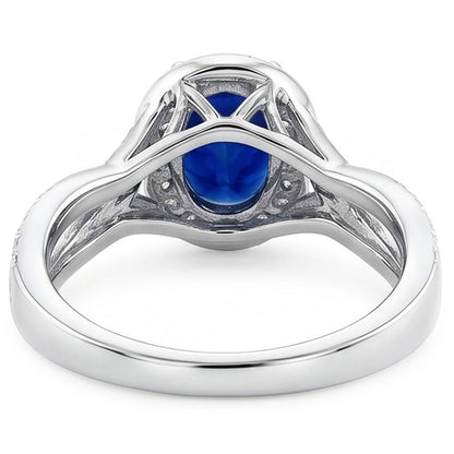 Natural Real ( Not Lab Grown )  Oval Safir Sri Lanka Halo Ring