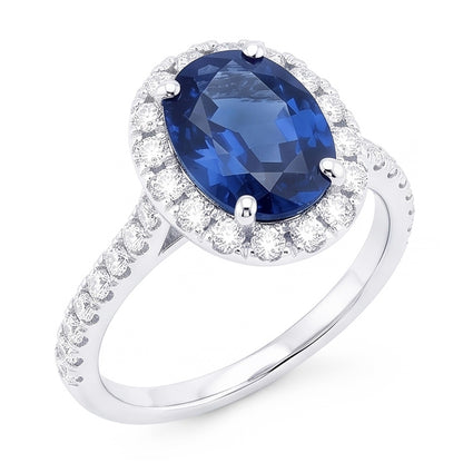 Natural Real ( Not Lab Grown )  Oval Sapphire Engagement Ring For Women