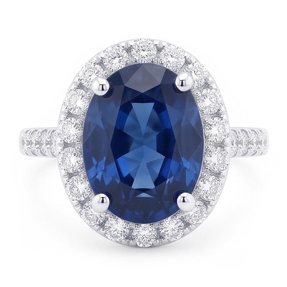 Natural Real ( Not Lab Grown )  Oval Sapphire Engagement Ring For Women