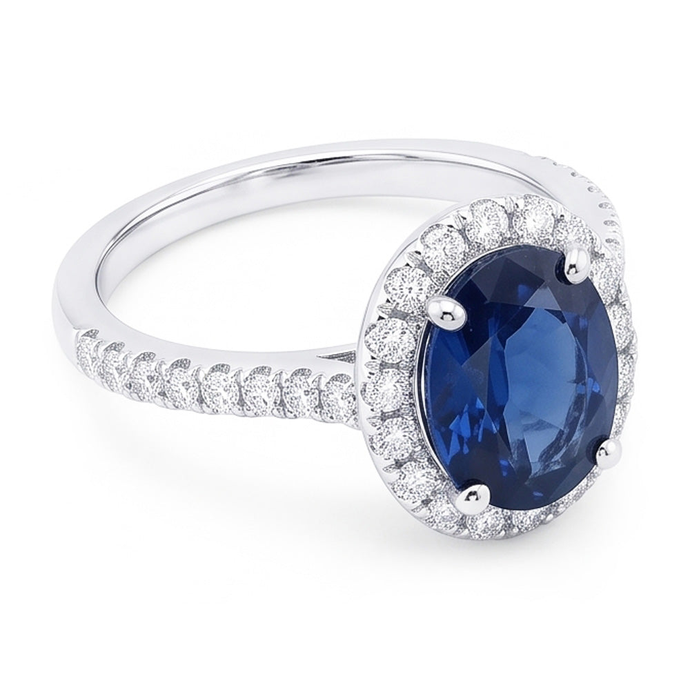 Natural Real ( Not Lab Grown )  Oval Sapphire Engagement Ring For Women