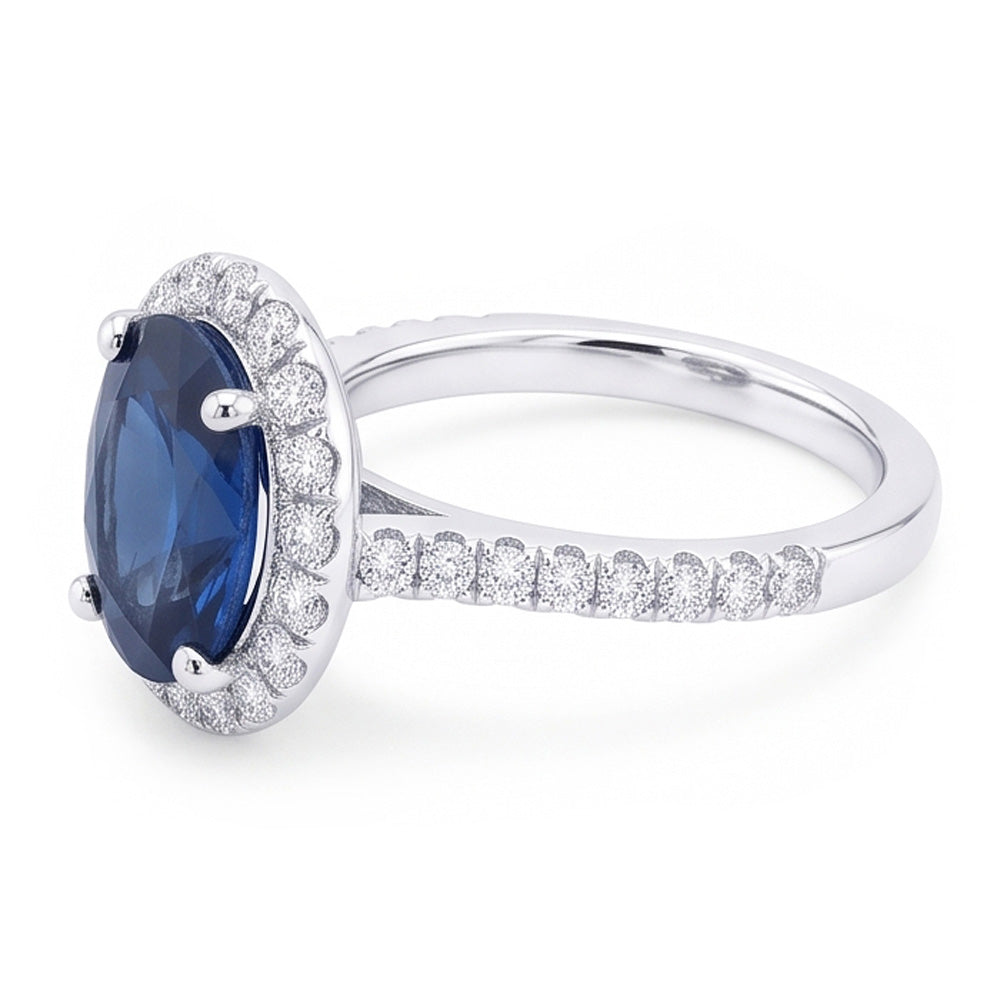 Natural Real ( Not Lab Grown )  Oval Sapphire Engagement Ring For Women