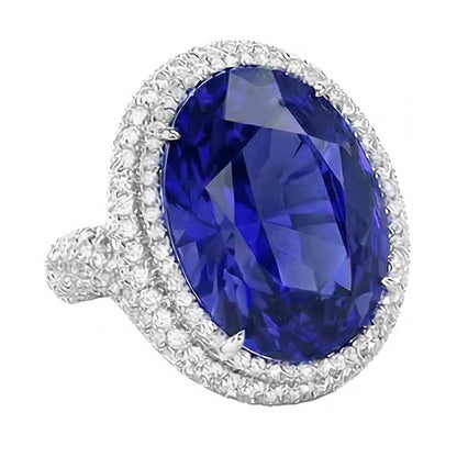 Natural Real ( Not Lab Grown )  Oval Sapphire Gold Cocktail Ring