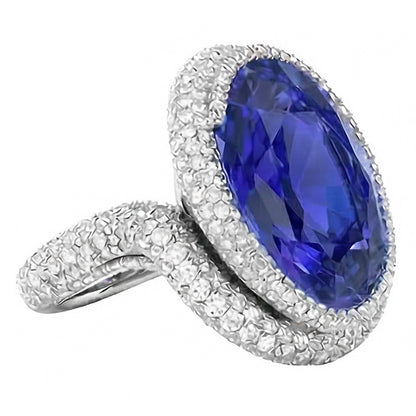 Natural Real ( Not Lab Grown )  Oval Sapphire Gold Cocktail Ring