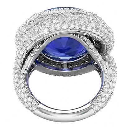 Natural Real ( Not Lab Grown )  Oval Sapphire Gold Cocktail Ring