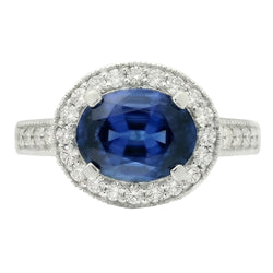 Natural Real ( Not Lab Grown )  Oval Sapphire Stone Halo Ring