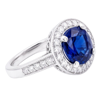 Natural Real ( Not Lab Grown )  Oval Sapphire Stone Halo Ring