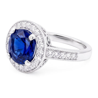 Natural Real ( Not Lab Grown )  Oval Sapphire Stone Halo Ring