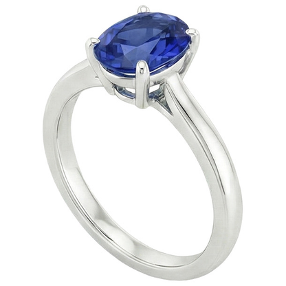 Natural Real ( Not Lab Grown )  Oval Shaped Solitaire Ceylon Sapphire Wedding Ring 3 Carats Gold