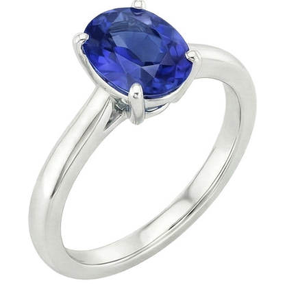 Natural Real ( Not Lab Grown )  Oval Shaped Solitaire Ceylon Sapphire Wedding Ring 3 Carats Gold