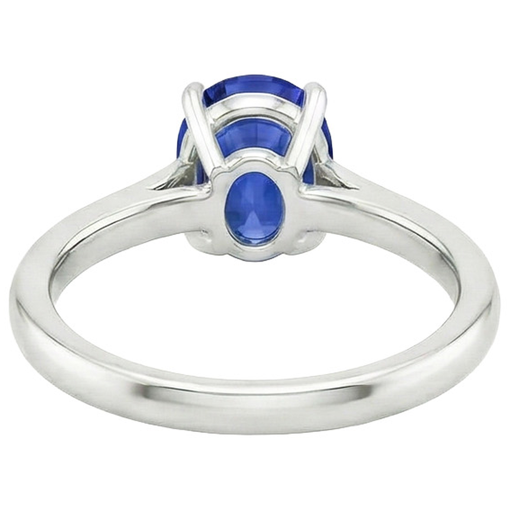 Natural Real ( Not Lab Grown )  Oval Shaped Solitaire Ceylon Sapphire Wedding Ring 3 Carats Gold