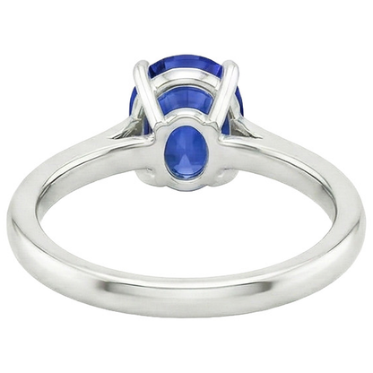 Natural Real ( Not Lab Grown )  Oval Shaped Solitaire Ceylon Sapphire Wedding Ring 3 Carats Gold