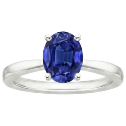 Natural Real ( Not Lab Grown )  Oval Shaped Solitaire Ceylon Sapphire Wedding Ring 3 Carats Gold
