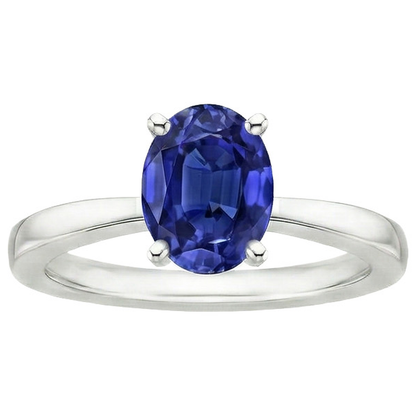 Natural Real ( Not Lab Grown )  Oval Shaped Solitaire Ceylon Sapphire Wedding Ring 3 Carats Gold