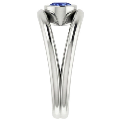 Natural Real ( Not Lab Grown )  Oval Solitaire 2 Carat Ring Bezel Set Blue Ceylon Sapphire Gold 14K