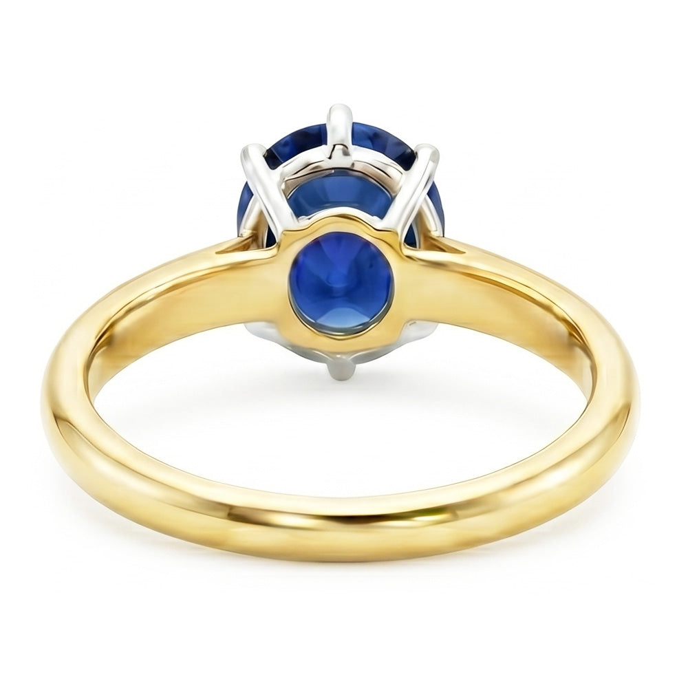 Natural Real ( Not Lab Grown )  Oval Solitaire Ring Sri Lankan Sapphire Two Tone 2 Carats Thick Shank