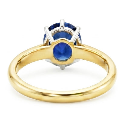 Natural Real ( Not Lab Grown )  Oval Solitaire Ring Sri Lankan Sapphire Two Tone 2 Carats Thick Shank