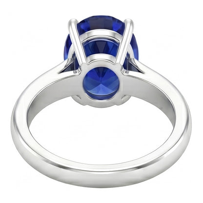 Natural Real ( Not Lab Grown )  Oval Sri Lanka Sapphire Solitaire Ring White Gold 14K 3.30 Carats