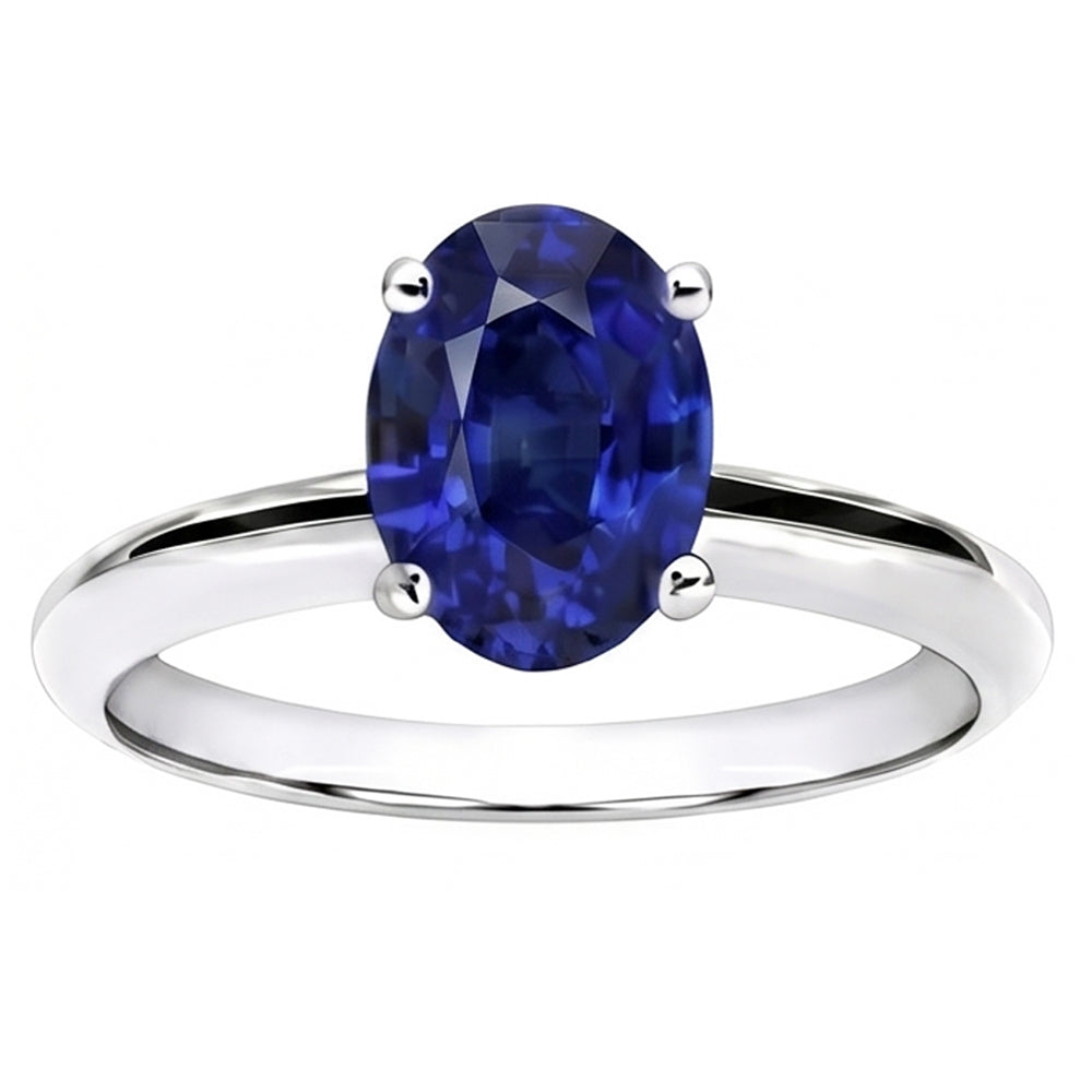 Natural Real ( Not Lab Grown )  Oval Sri Lanka Sapphire Solitaire Ring White Gold 14K 3.30 Carats