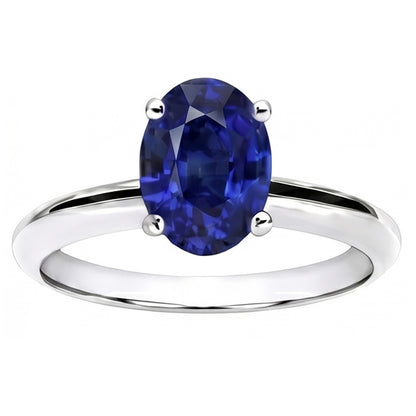 Natural Real ( Not Lab Grown )  Oval Sri Lanka Sapphire Solitaire Ring White Gold 14K 3.30 Carats