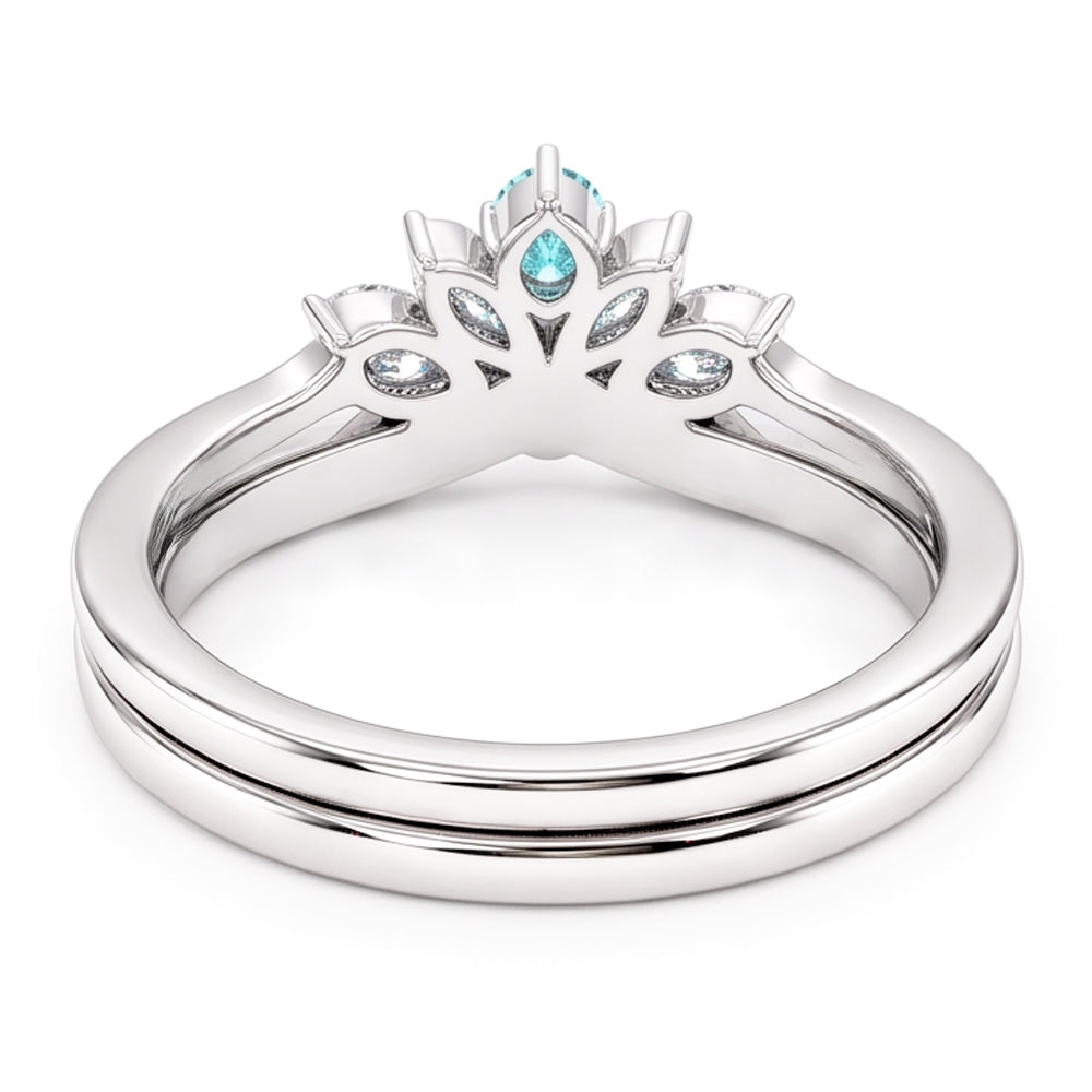 Natural Real ( Not Lab Grown )  Paraiba Tourmaline & Diamond Crown Band Set