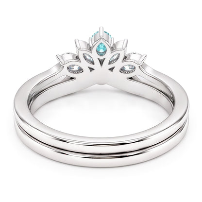 Natural Real ( Not Lab Grown )  Paraiba Tourmaline & Diamond Crown Band Set